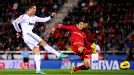 Cristiano Ronaldo fires home one of his two goals at Mallorca