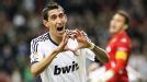 Angel di Maria celebrates his goal in Real Madrid's 3-0 win over Real Zaragoza