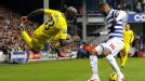 Jason Roberts is sent into the air following a challenge by Armand Traore