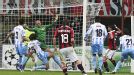 Alexandre Pato (r) earns AC Milan a 1-1 draw against Malaga