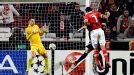 Oscar Cardozo heads home for Benfica against Spartak Moscow