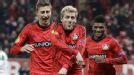 Andre Schuerrle celebrates scoring for Bayer Leverkusen