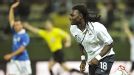 Bafetimbi Gomis celebrates after scoring France's winner away in Italy