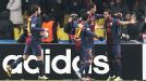 Barcelona celebrate after Dani Alves put them in front
