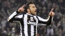 Fabio Quagliarella celebrates after giving Juventus the lead against Chelsea
