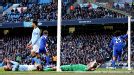 Marouane Fellaini celebrates after putting Everton in front at Man City