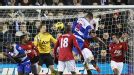 Sean Morrison heads home Reading's third goal against Man United