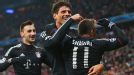 Bayern Munich celebrate after Xherdan Shaqiri headed home their third goal