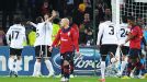 Valencia celebrate after Jonas scored the only goal of the game at Lille