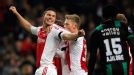 Derk Boerrigter celebrates after opening the scoring for Ajax against Groningen