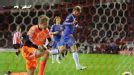 Fernando Torres celebrates netting a penalty to put Chelsea 2-0 ahead