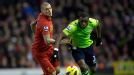 Christian Benteke gave Martin Skrtel the runaround as Aston Villa beat Liverpool