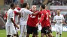 Robin van Persie attempts to confront Ashley Williams