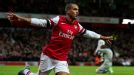 Theo Walcott celebrates putting Arsenal into the lead against Newcastle