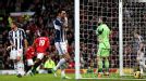 West Brom show their frustration after going behind at Manchester United to a Gareth McAuley own goal