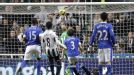 Tim Howard and the Everton defence can only look on as Papiss Cisse heads Newcastle in front 