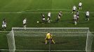 James Collins heads home West Ham's second goal against Manchester United
