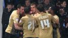 James Hanson celeb Aston Villa v Bradford
