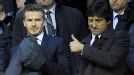 David Beckham and Leonardo watch PSG's Champions League victory at Valencia