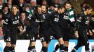 Juventus celebrate scoring their early goal at Celtic