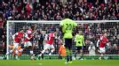 Santi Cazorla wheels away following his goal against Aston Villa