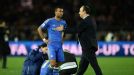 Rafael Benitez consoles his players after Chelsea lost the final of the Club World Cup.