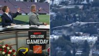 McAfee, 'GameDay' crew have a big reaction to flyover at Rose Bowl