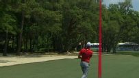 Webb Simpson lofts one over the trees for an eagle