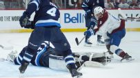 Connor Hellebuyck's epic blunder leads to an Avalanche goal