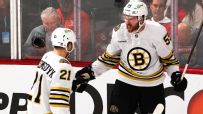 Justin Brazeau beats Sergei Bobrovsky for a Bruins goal