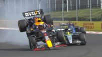 Verstappen lifted into the air after clipping Hamilton