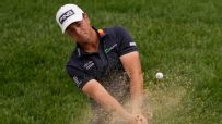 Viktor Hovland holes out for eagle from the bunker