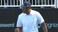 Finau fired up after chipping in for birdie