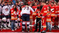 Flames honor Johnny and Matthew Gaudreau with ceremonial faceoff