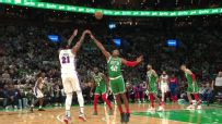 Joel Embiid fired up after draining 3 to cap 76ers' big half