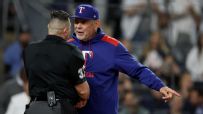 Rangers manager tossed for arguing strike call on Aaron Judge