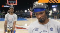 Jalen Williams flexes WCF trophy behind SGA's interview
