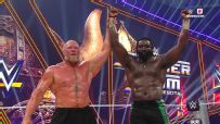 Brock Lesnar shows respect to Oba Femi after their match at SummerSlam