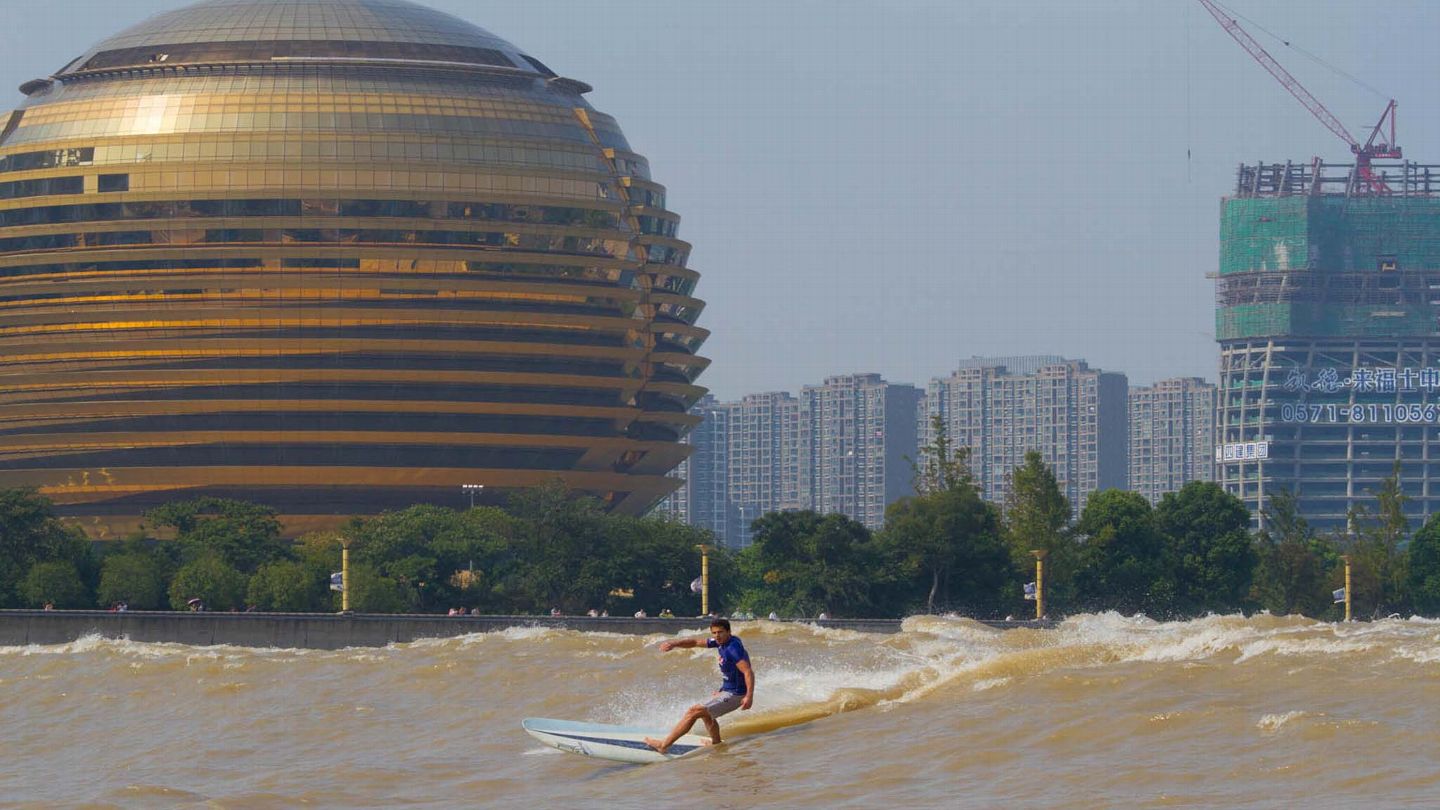 Surfing the Qiantang River's Silver Dragon in Hangzhou, China
