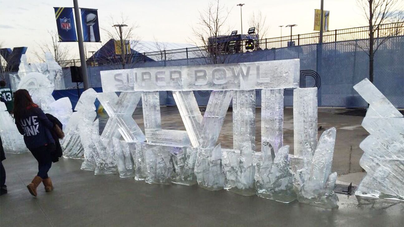 Photo Super Bowl ice sculptures melting SBNY Blog ESPN