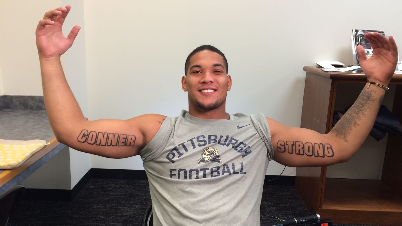 Pitt's James Conner has celebration ready when he takes field again