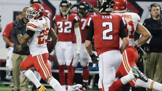 Eric Berry returned a pick for 2, giving the Chiefs their crucial lead.
