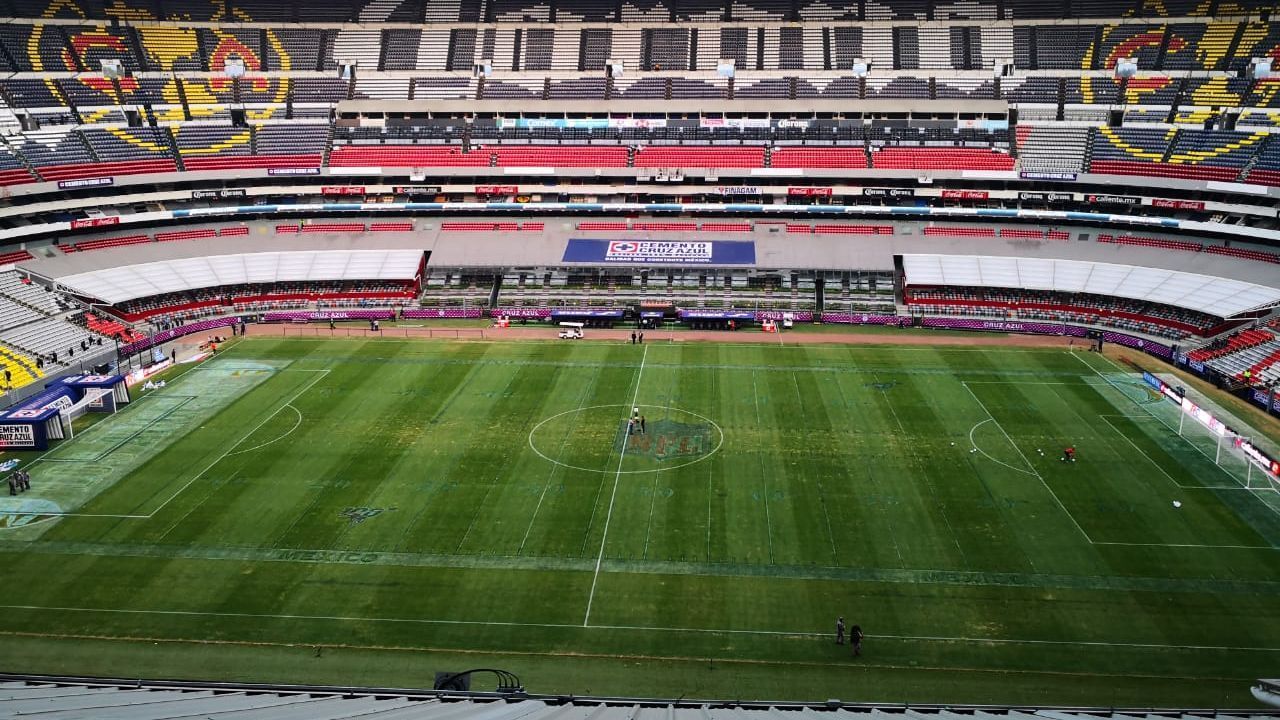 Azteca Stadium field damaged after NFL game.