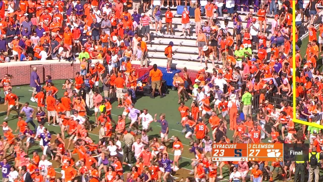 Clemson storms the field after defeating Syracuse ESPN Video