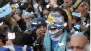 Uruguay fans are jubilant after Diego Forlan's equaliser