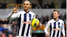 Peter Odemwingie celebrates his hat-trick at Molineux