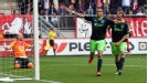 Gregory van der Wiel celebrates scoring the goal that has taken Ajax to the brink of a 31st Eredivisie title