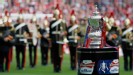 The FA Cup trophy stands before the game