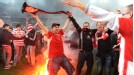 Dusseldorf fans celebrate after the final whistle