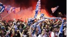 Napoli fans celebrate their side's victory over Juventus